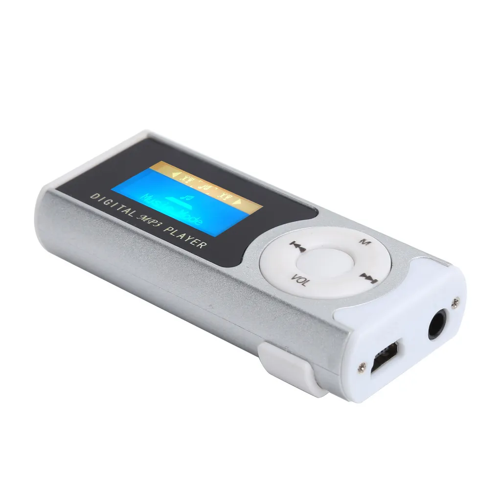 Mini Lettore Musicale MP3 LCD Argento con Torcia LED e Clip - 5