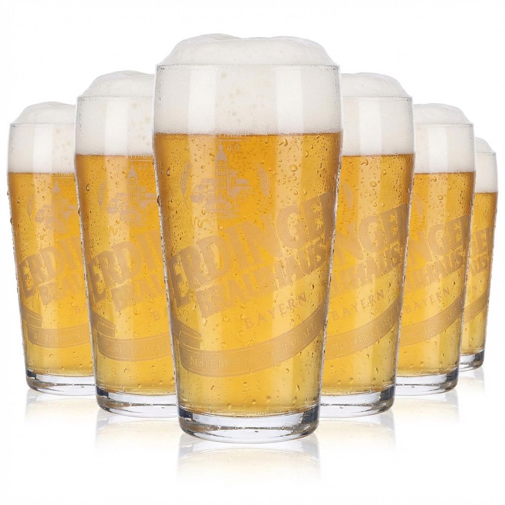 6x Erdinger Weissbräu Bier Glas Biergläser Willibecher 0,4l Produktbild 