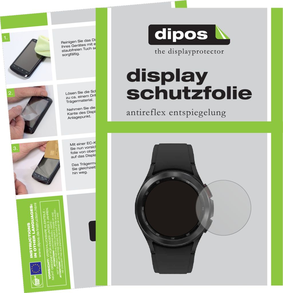 2x Schutzfolie für Samsung Galaxy Watch 4 (44 mm) matt Displayschutzfolie Folie Display Schutz dipos