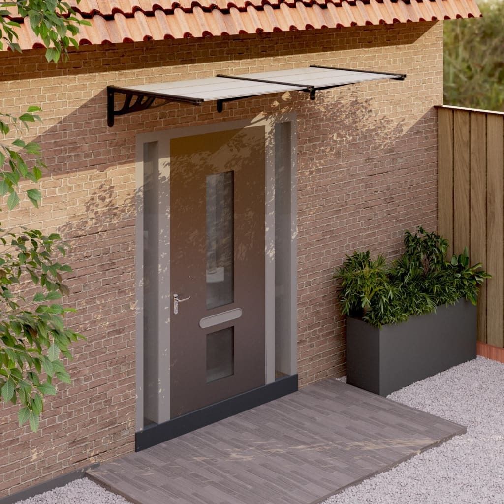 The Living Store Türvordach Schwarz und Transparent 199x90 cm Polycarbonat