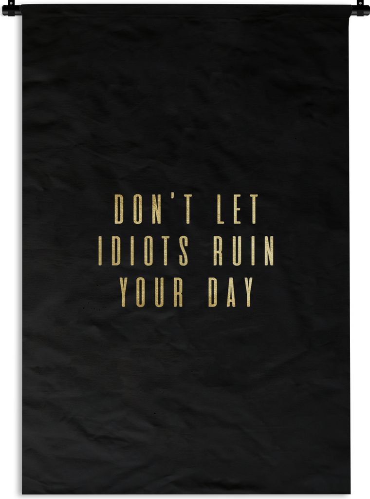 MuchoWow Wandteppich Wandbehang Zitat - Tag - Gold - Schwarz 90x135 cm Tapisserie Dekoration Wandtuch - Baumwolle - Wandskulptur