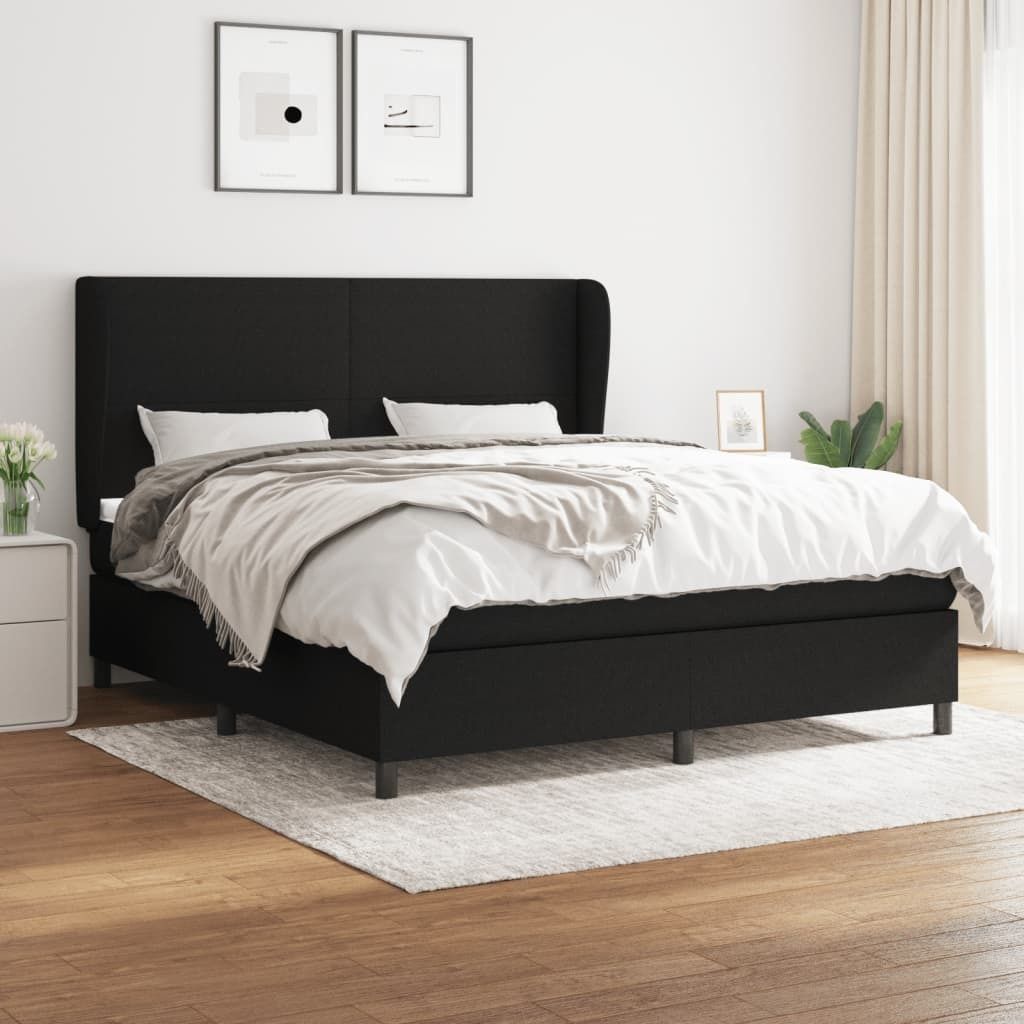 "Rabatt" Boxspringbett mit Matratze - 2 Personen - Strapazierfähiger Stoff - Schwarz 180x200 cm Stoff - Klassische Betten CC5349