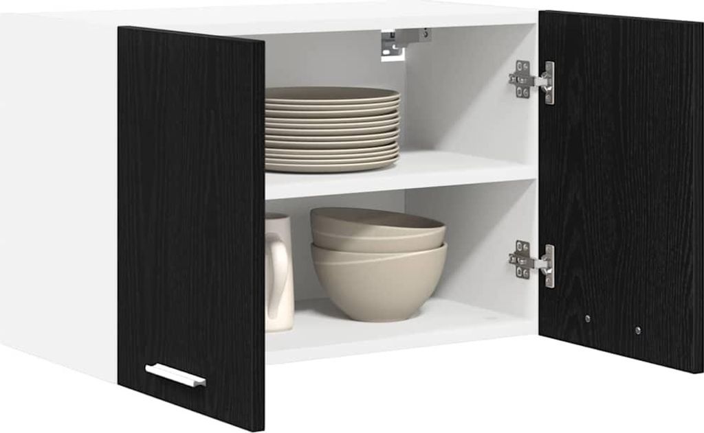 (Robust Möbel) Hängeschrank 2 pcs - Montage erforderlich - Schwarze Eiche und Weiß 60 x 31 x 40cm - CL504656 - Küchenschränke