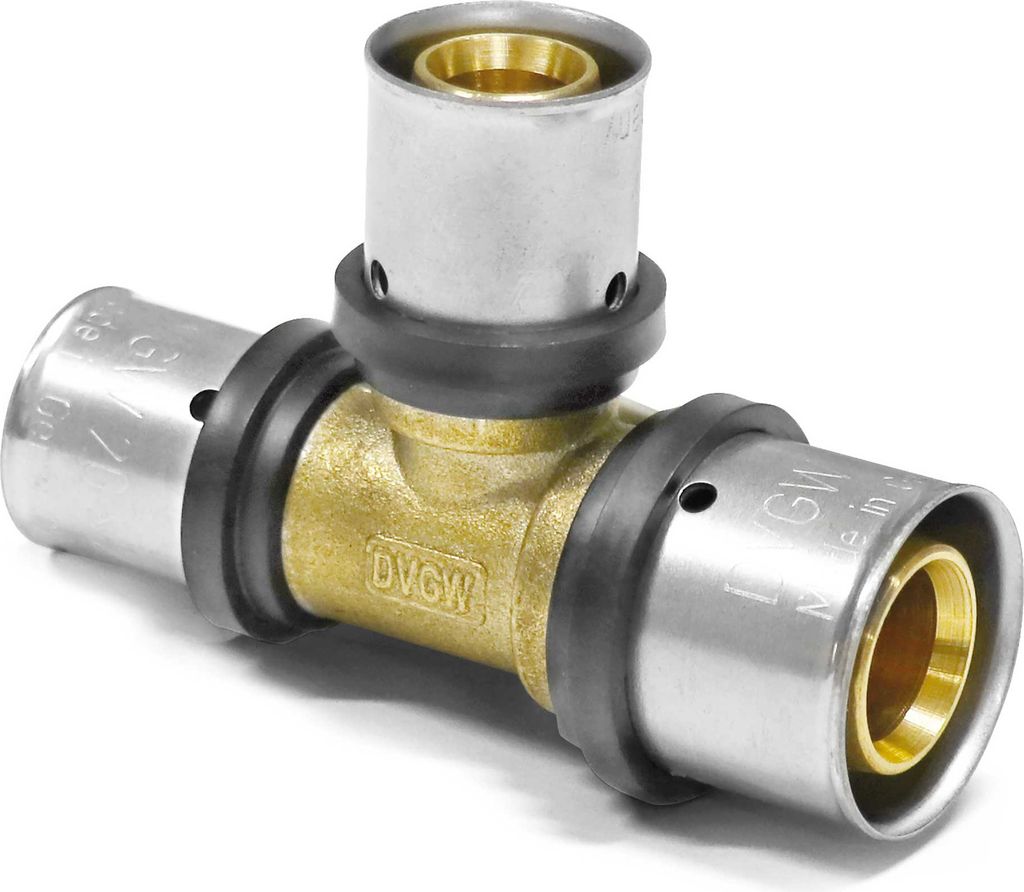 Pipetec Press-T-Stück zweiseitig reduziert 26 x 3 mm - 16 x 2 mm - 20 x 2 mm : 26 x 3 - 16 x 2 - 20 x 2 mm Größe: 26 x 3 - 16 x 2 - 20 x 2 mm