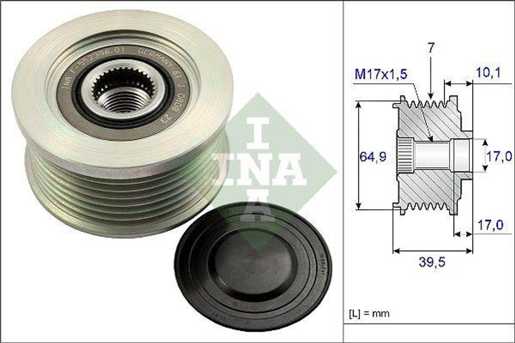 INA 535 0177 10 Freilauf Lichtmaschine OE A252C564FE kompatibel mit Pathfinder, NT400, NP300, Murano, Cabstar