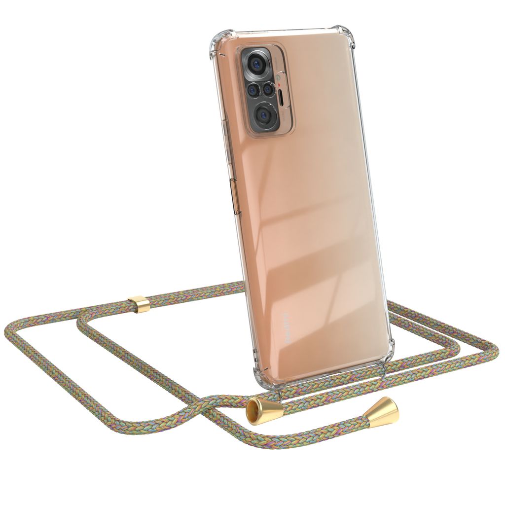 EAZY CASE Handykette kompatibel mit Xiaomi Redmi Note 10 Pro, Handyhülle mit Umhängeband, Handykordel, Schutzhülle Clear, Band in Bunt