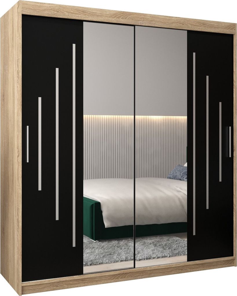 Kleiderschrank, Schiebetürenschrank Schlafzimmer, Schrank mit Spiegel YORK 1 180 cm