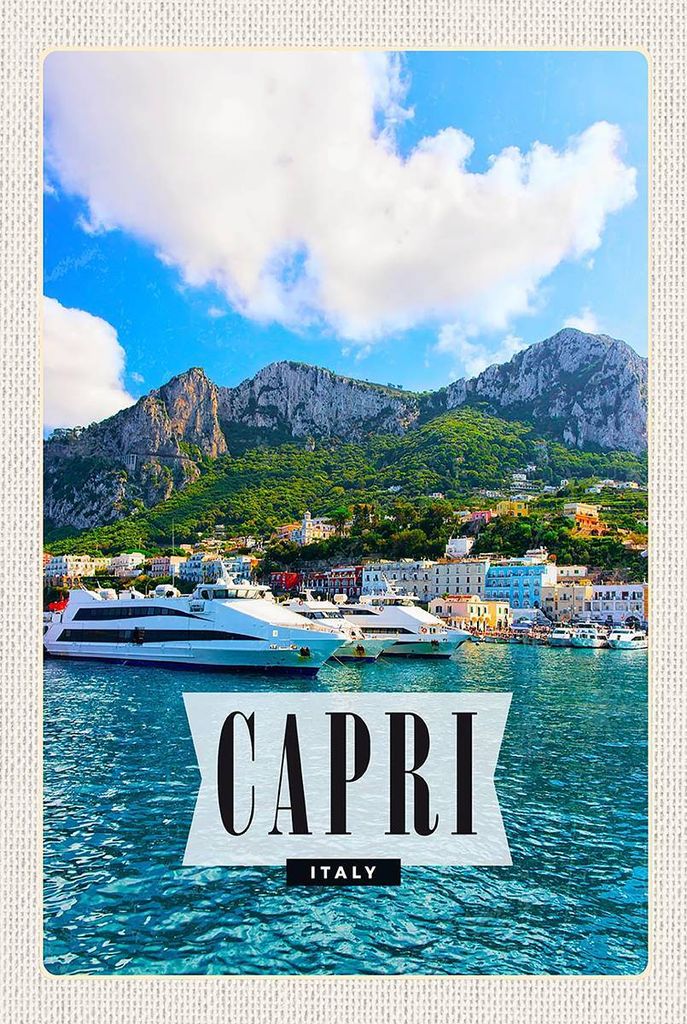 vianmo Holzschild 18x12 cm Capri Italy Insel Meer Bildmotiv Reisemotiv Abenteuer Reisen