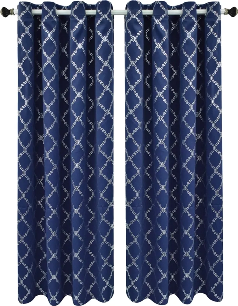 Topchances Lot de 2 Rideaux Occultants 132x240 cm Bleu Foncé à Œillets