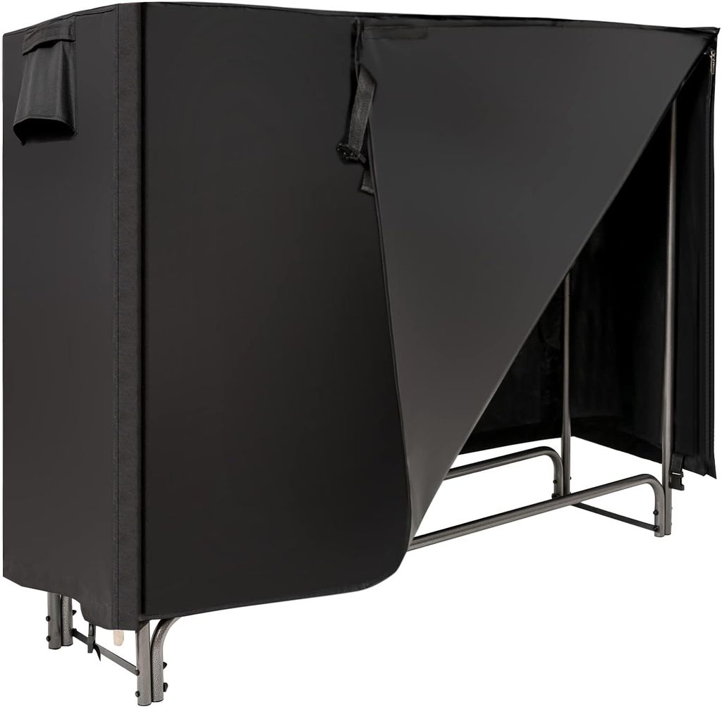 GOPLUS Kaminholzregal, Feuerholzregal mit wasserdichter Abdeckung Brennholzregal aus Metall mit erhöhen Beine, Kaminholzhalter für Indoor & Outdo...