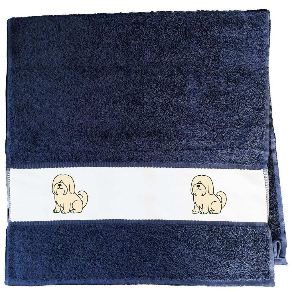 Huuraa Handtuch Lhasa Apso Comic Lhasie 50x100cm French Navy Baumwolle Handtuch Geschenkidee