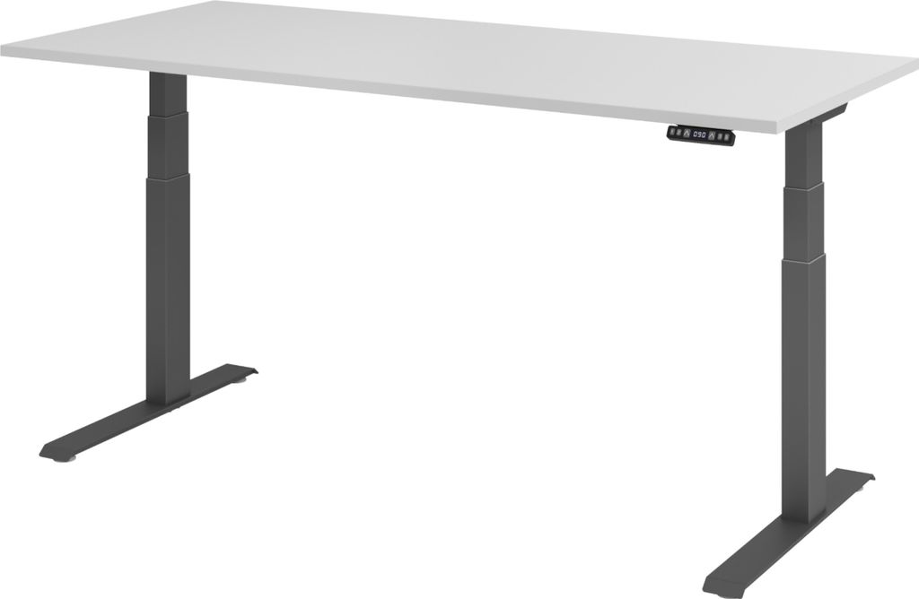 bümö Schreibtisch elektrisch XDKB - Gestell: Graphit, Nachbildung: Grau, Größe: 180 x 80 cm