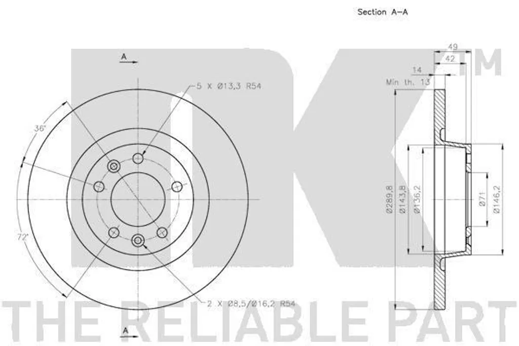 Kit disques de frein arrière NK pour entretien utilitaire Jumpy Expert - 3