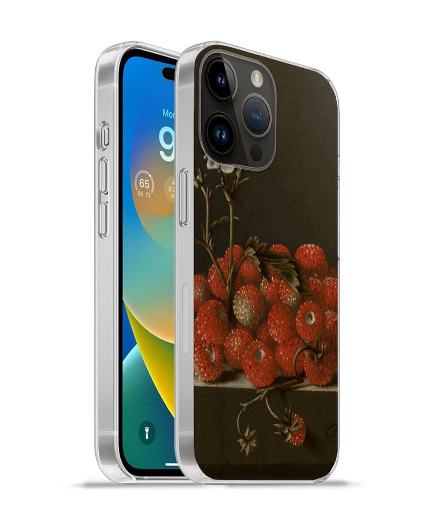 MuchoWow Handyhülle Schutzhülle Hülle für Apple iPhone 14 Pro Max Stilleben mit Walderdbeeren - Gemälde von Adriaen Coorte Silikon Softcase ...