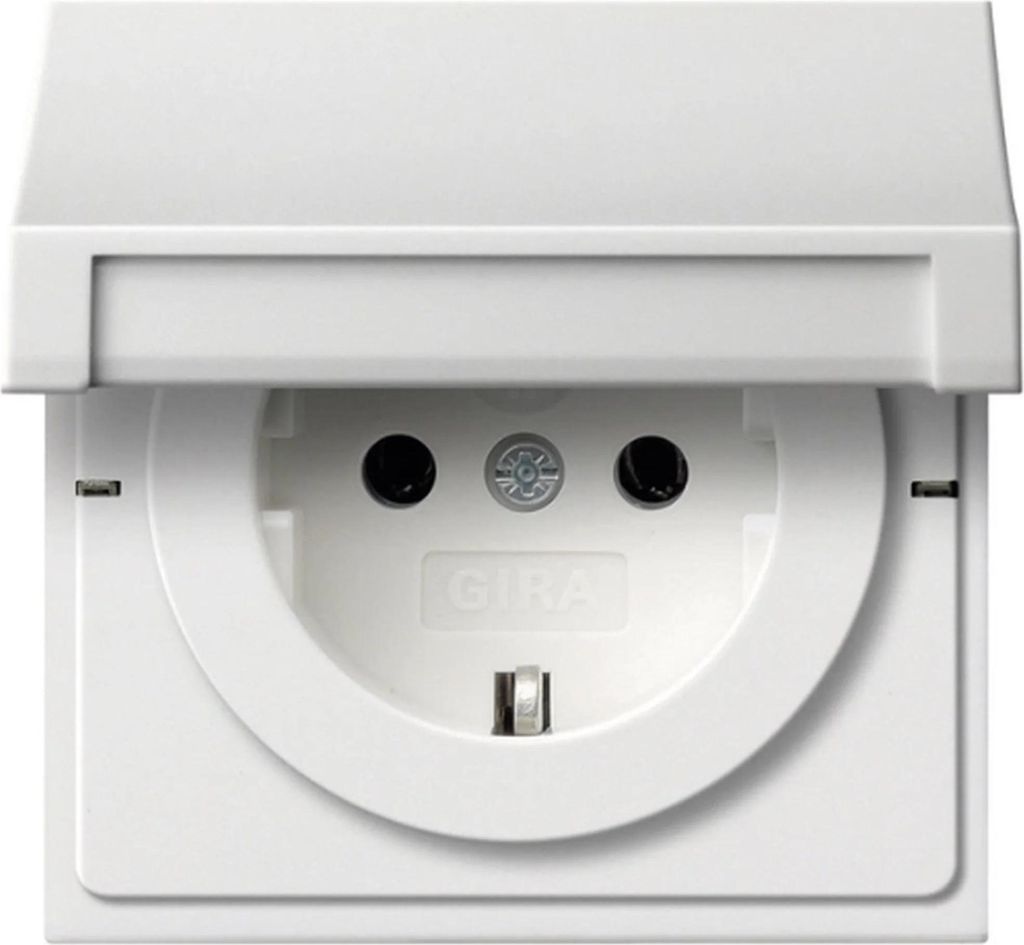 Gira SCHUKO-Steckdose mit Klappdeckel Gira 0414112 Reinweiß, 1 Stk.