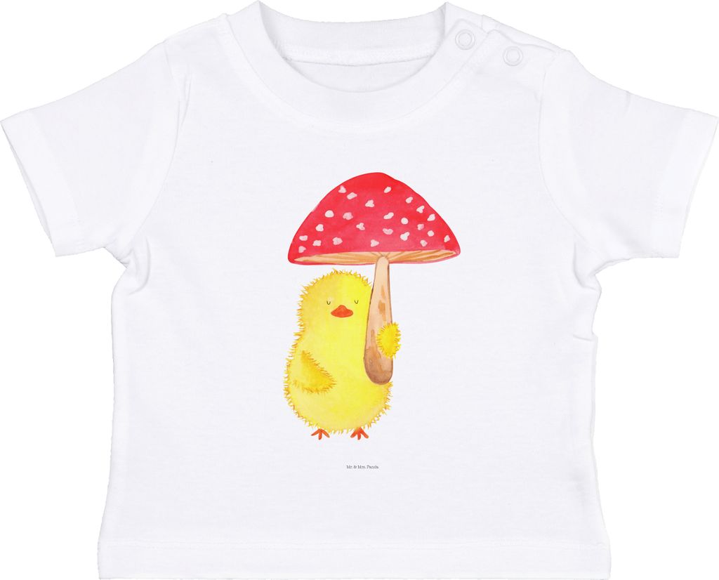 Mr. & Mrs. Panda Organic Baby Shirt Küken Fliegenpilz 0. - 6. Monat - Weiß - Geschenk, Jerseyshirt, Glückspilz, Ostern, Frohe, Ostergrüße, T-S...