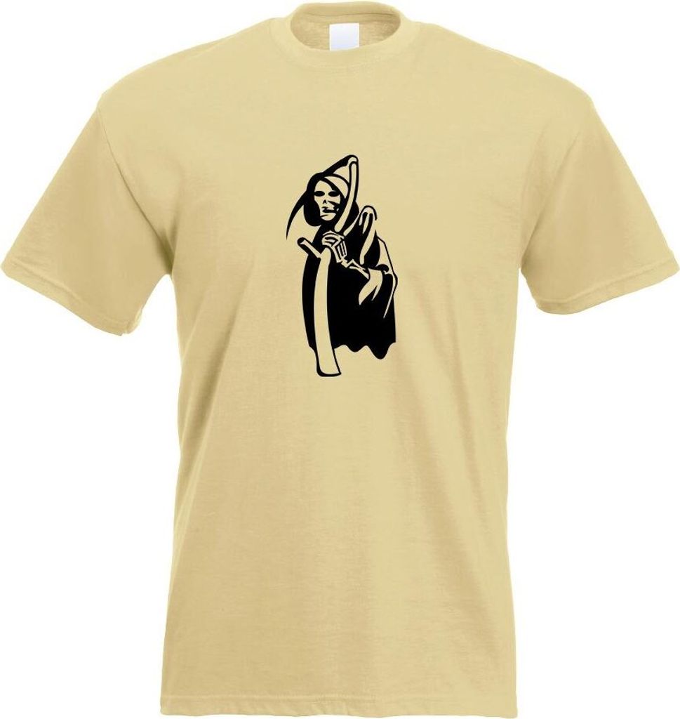 Kiwistar - T-Shirt - Khaki - Sensenmann Motiv Bedruckt Funshirt Design Print - mit Motiv Bedruckt - Funshirt Design - Sport - Freizeit - Herren - L