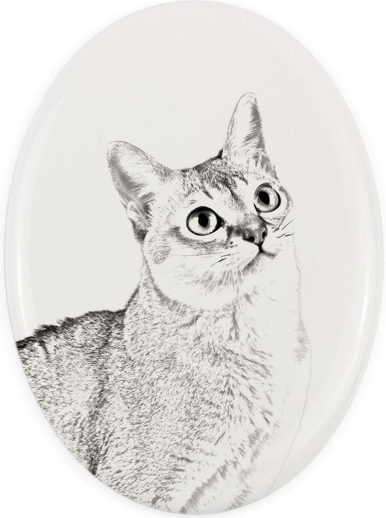 Singapura Katze - Gedenktafel mit einem Foto einer Katze, Grabplatte mit Druck, personalisierte ovale Platte der Marke Art-Dog