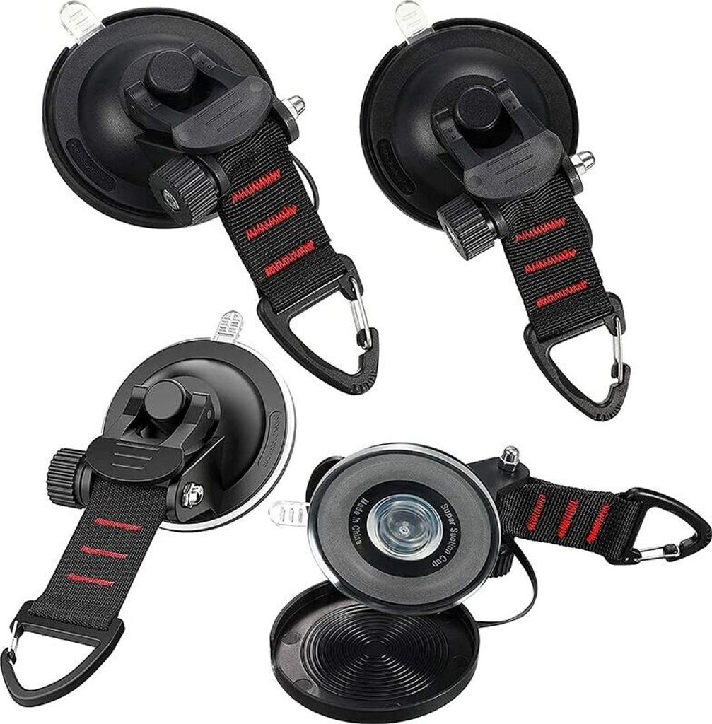 4er-Pack Hochleistungs-Saugnapfanker mit D-Ring, Auto-Saugnapfanker mit Befestigungshaken, für Campingwagen-Seitenzelte - Zubehör für Zuhause, R...