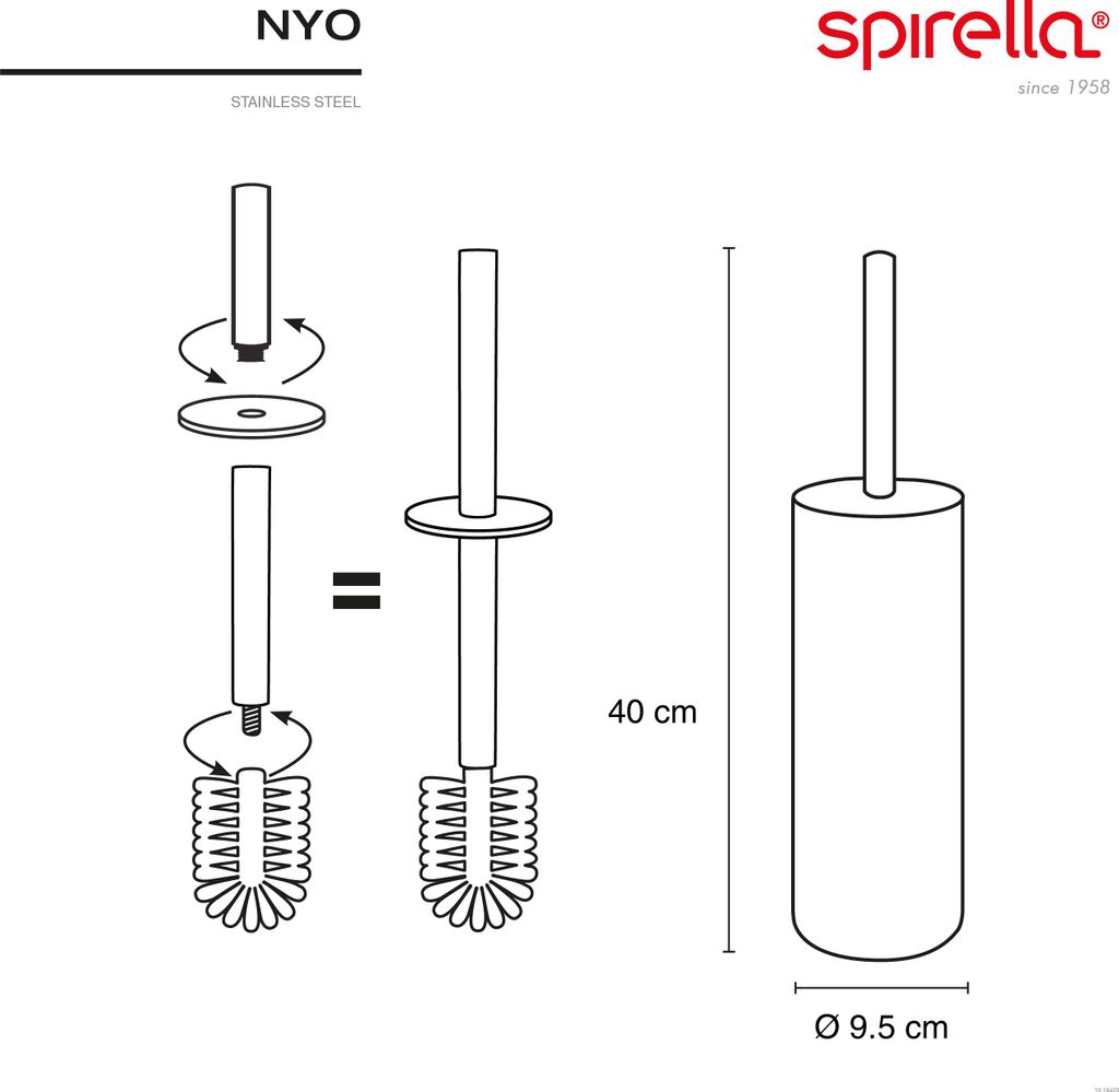 Spirella Nyo, Szczotka toaletowa, Czarny, Stal nierdzewna, Zdjęcie produktu 