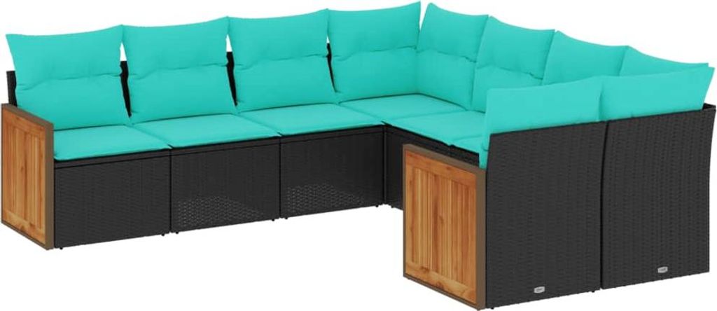 "2026 MODERNE" 8-teiliges Gartensofa-set - elegantes Design - Sitzgruppe mit Sofa, Tisch - mit Kissen, schwarzes Polyrattan - Terassenmöbel NeuMö...