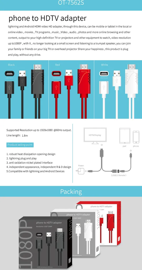 Cavo Mirroring Smartphone TV - Adattatore HDMI per iPhone e Android - 8