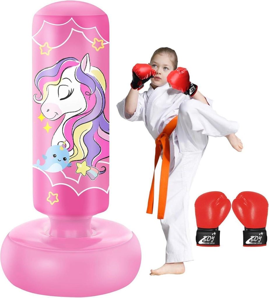 Sacco da boxe gonfiabile per bambini 168 cm con guantoni da Immagine del prodotto 