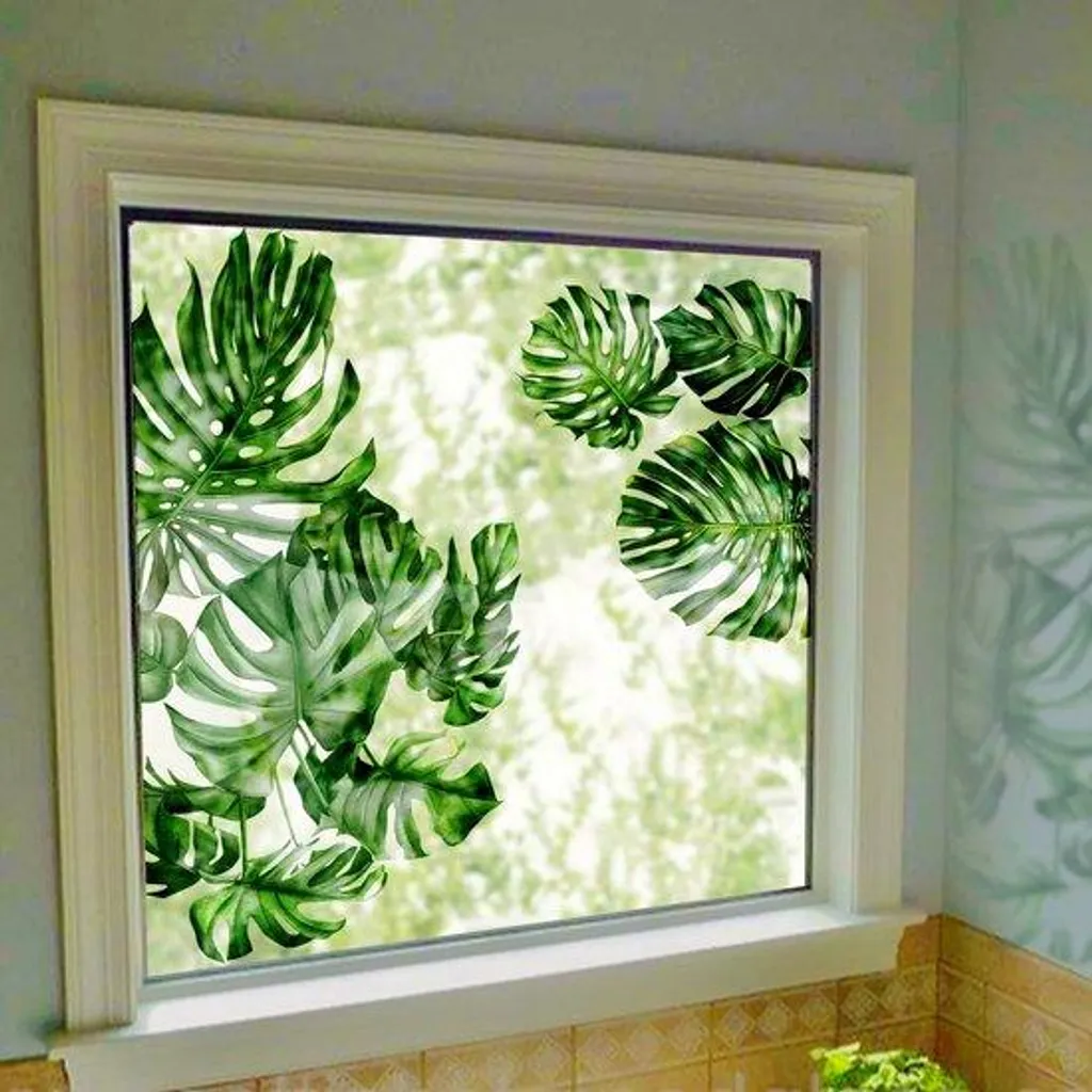 Occultant fenêtre décoratif tropical pour salle de bain et pare-douche