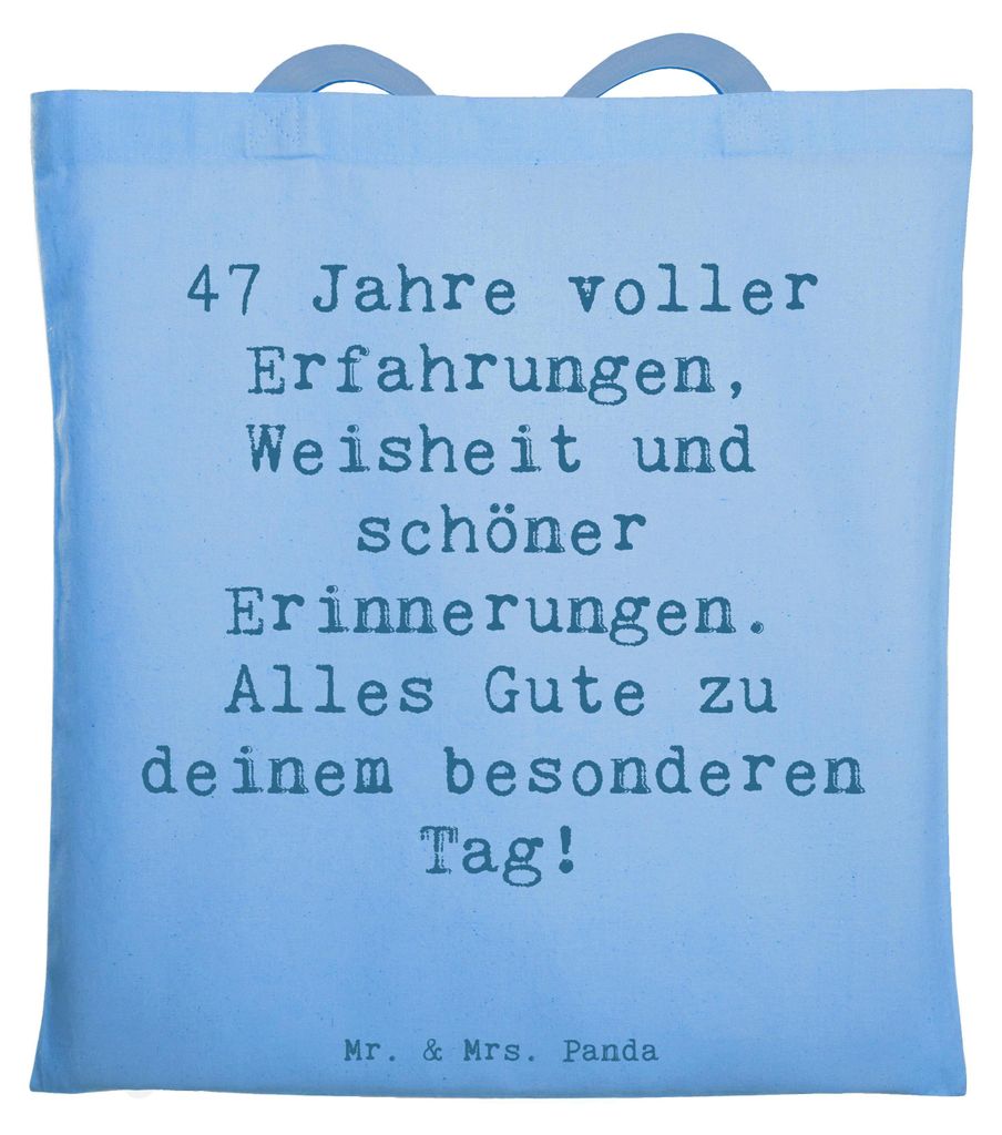 Mr. & Mrs. Panda Jutebeutel Spruch 47. Geburtstag - Sky Blue - Geschenk, Weisheit, Beutel, Einkaufstasche, Tote Bag, Alter, Einzigartige Geschenke,...
