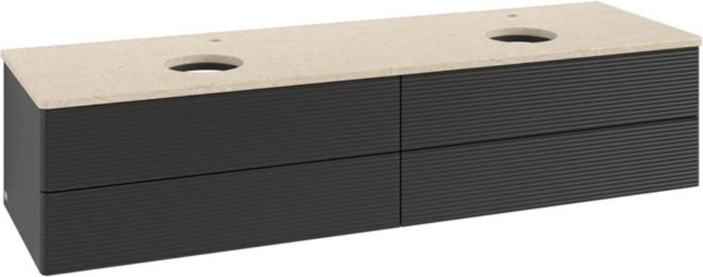 V&B Waschtischunterschrank mit Frontstruktur, mit Beleuchtung Antao 160x50cm, HL, WBP botti., bla m Lac