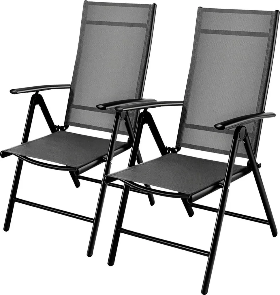 Chaises de jardin réglables Madrid - Lot de 2 avec dossier haut pliable