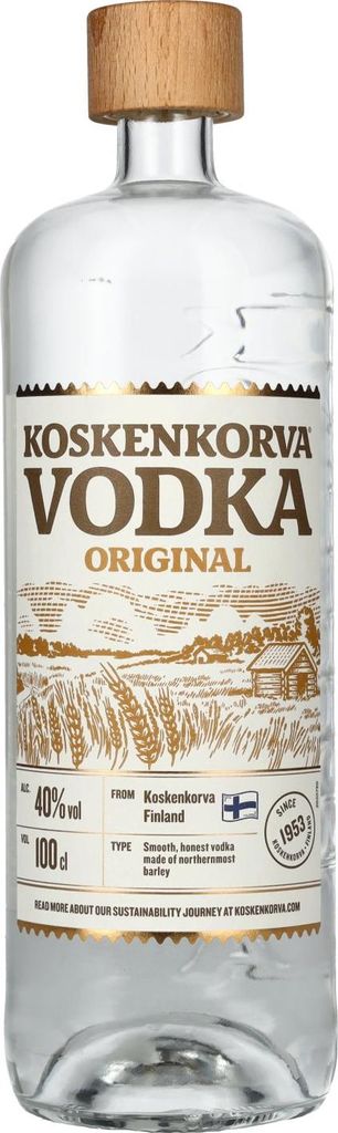 A bottle of Koskenkorva Vodka Original on a white background.