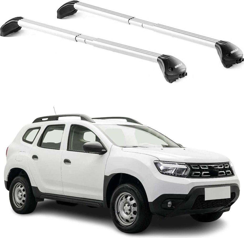 Dachträger Grundtäger für Dacia Duster mk2 2018-2023 100kg Alu Silber 2 tlg ABE