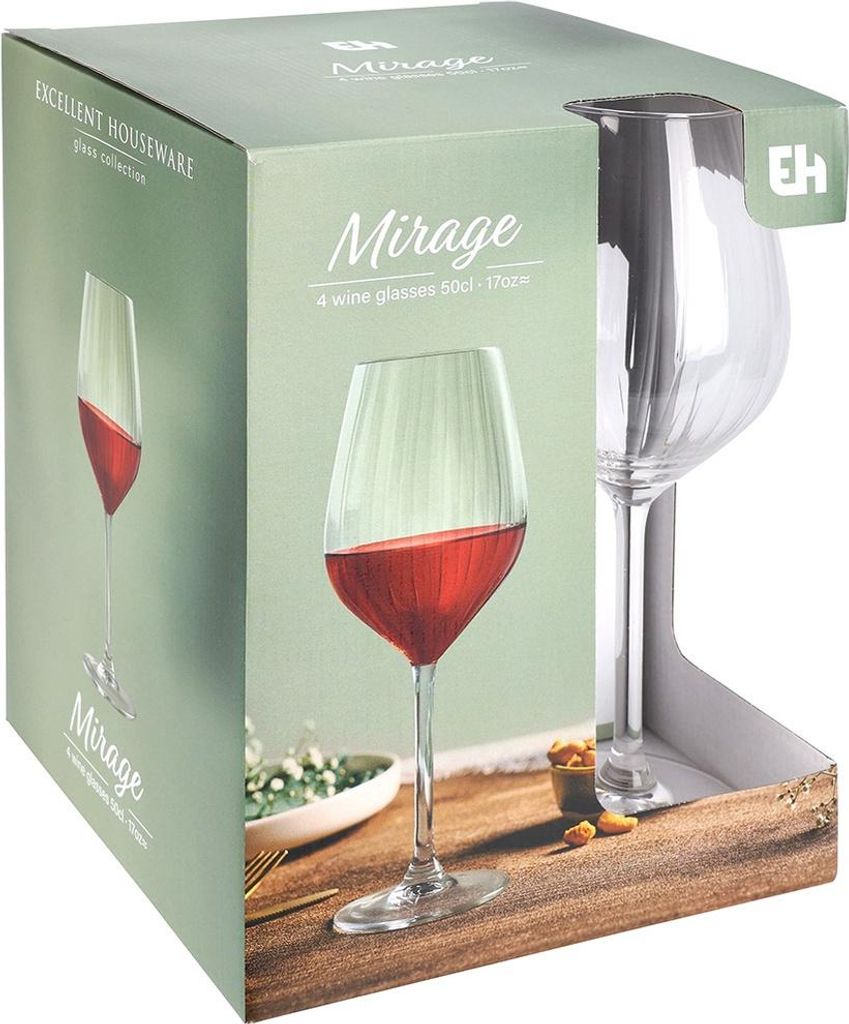 Weingläser - 490 ml - Geriffelt - Glas
