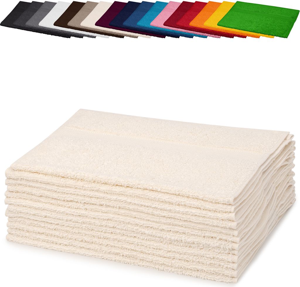10er PACK Gästetücher 30x50 cm Gästehandtücher Kinderhandtücher Babyhandtücher 100% Baumwolle, Farbe: Creme