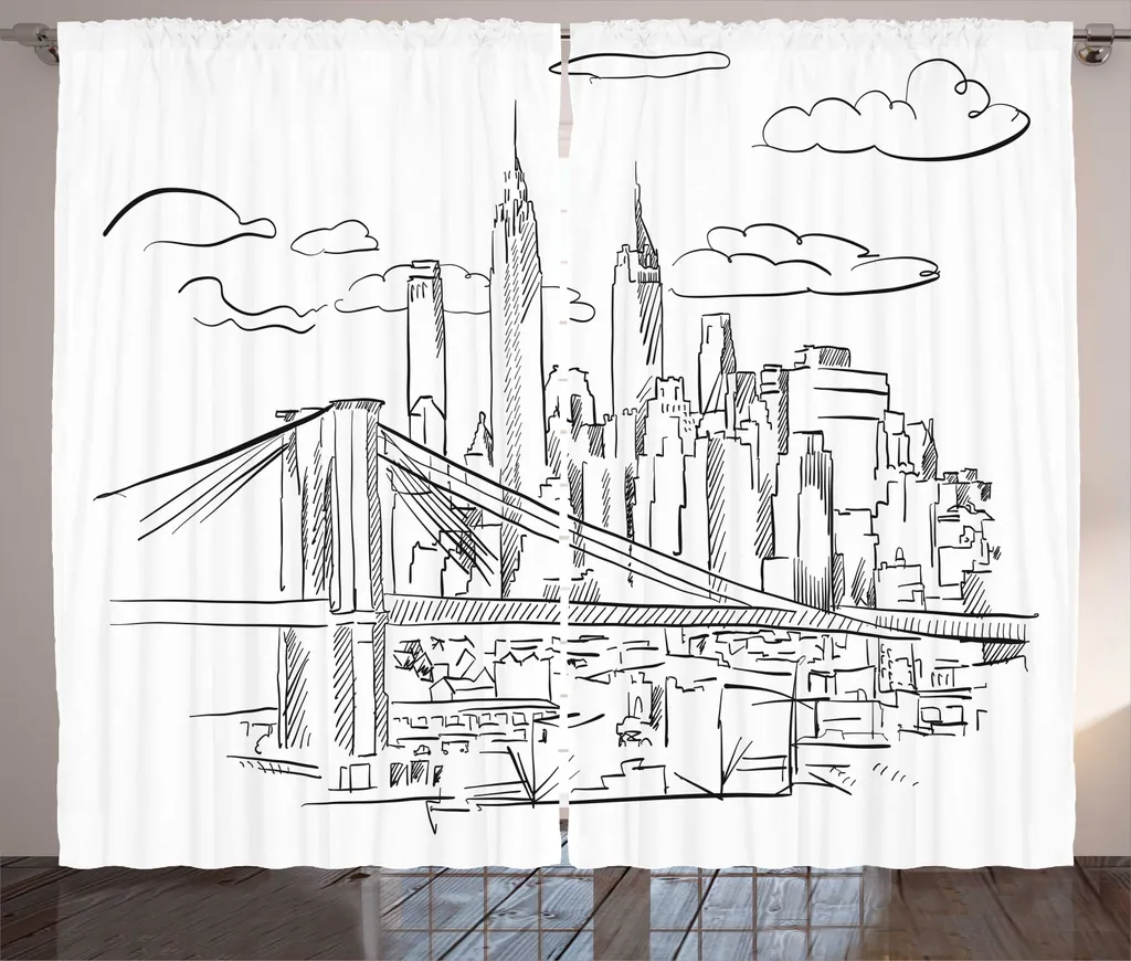 Rideau Facile à Installer Brooklyn Bridge 280x225cm pour Salon Moderne