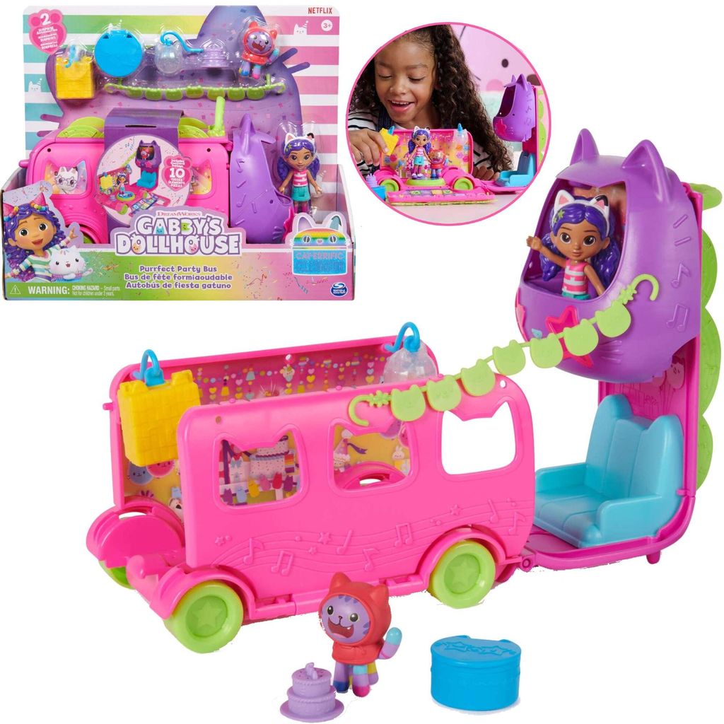 Gabi's Cat House Party Bus Gabby Puppenfigur DJ Catnip und Zubehör