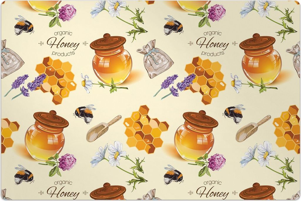 Küchenmatte 120x180 cm Vinylmatte Bodenmatte Dekoration - Honig Bienen Pflaster