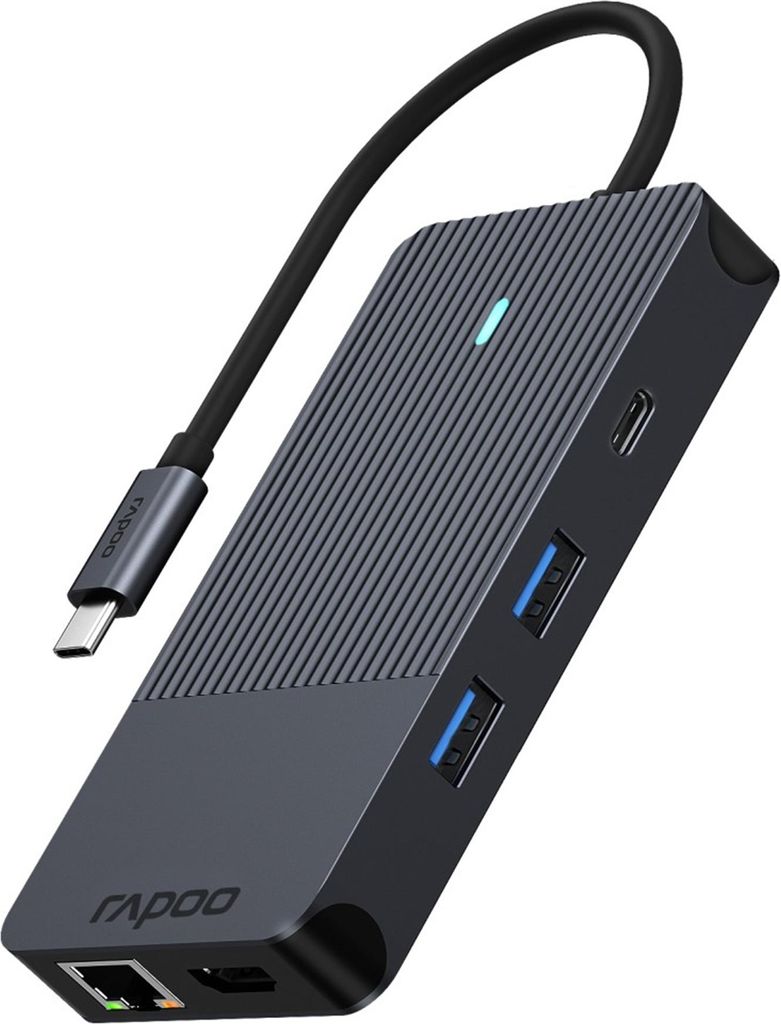 Rapoo USB-C Multiport Adapter 10-in-1, grau Produktbild 