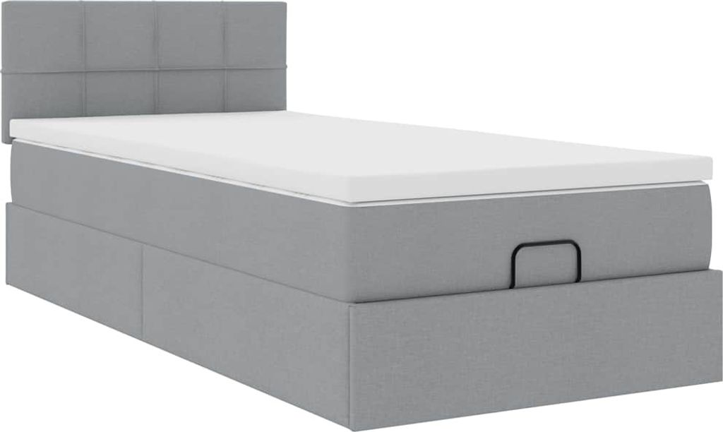 Ottoman-Bett mit Matratze Hellgrau 90x200 cm Stoff