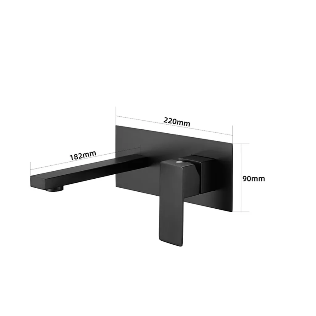 Robinet mural INF noir mat avec boîtier d'installation rapide sécurisé