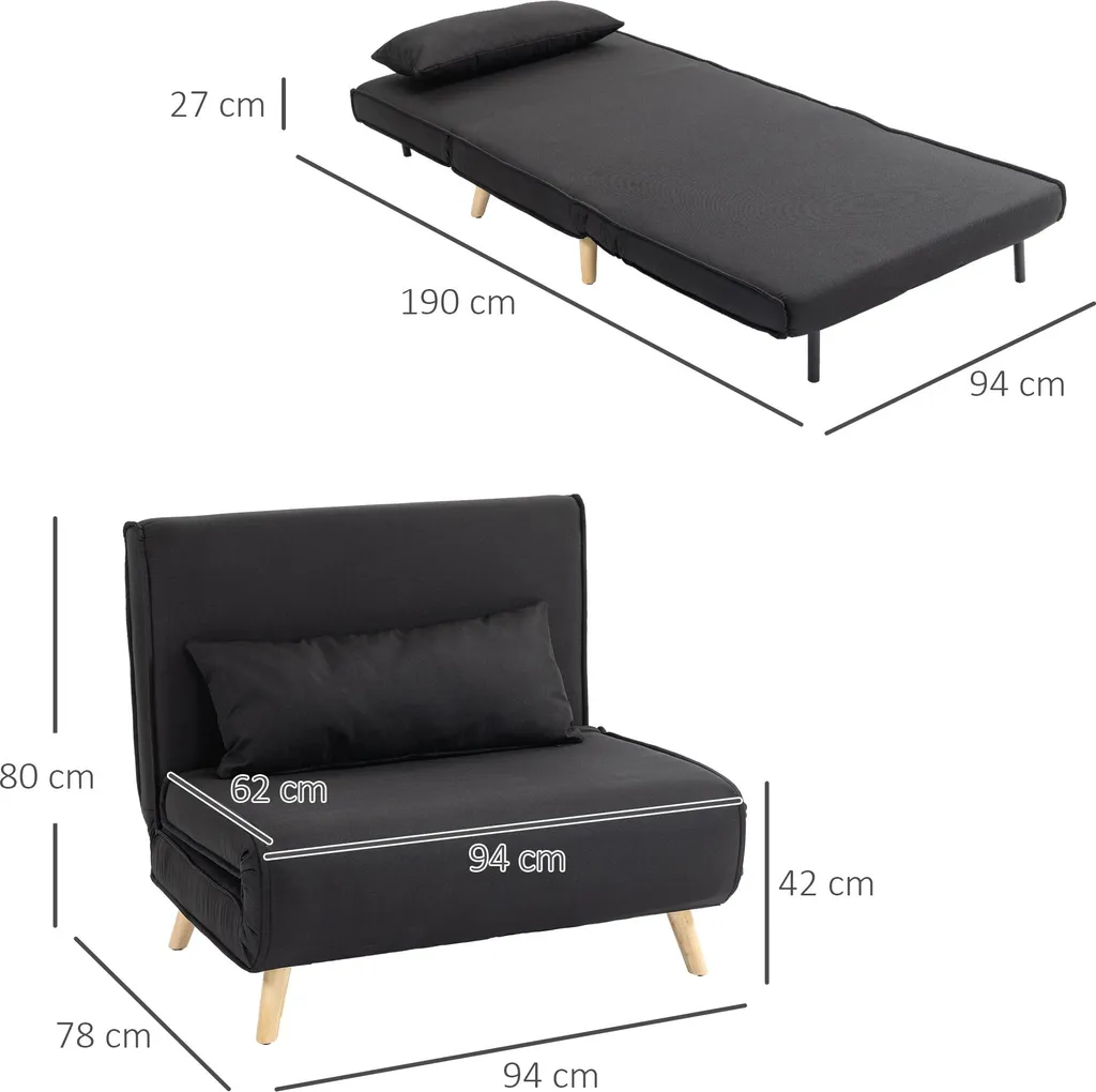 Chauffeuse convertible 1 place avec dossier réglable et aspect lin chic - 3