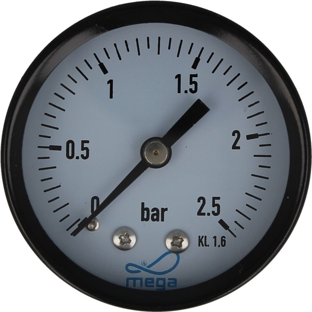 MEGA Druckmanometer 0 - 2,5 bar - 1/4 Zoll Anschluss nach hinten Axial Ø 50 mm