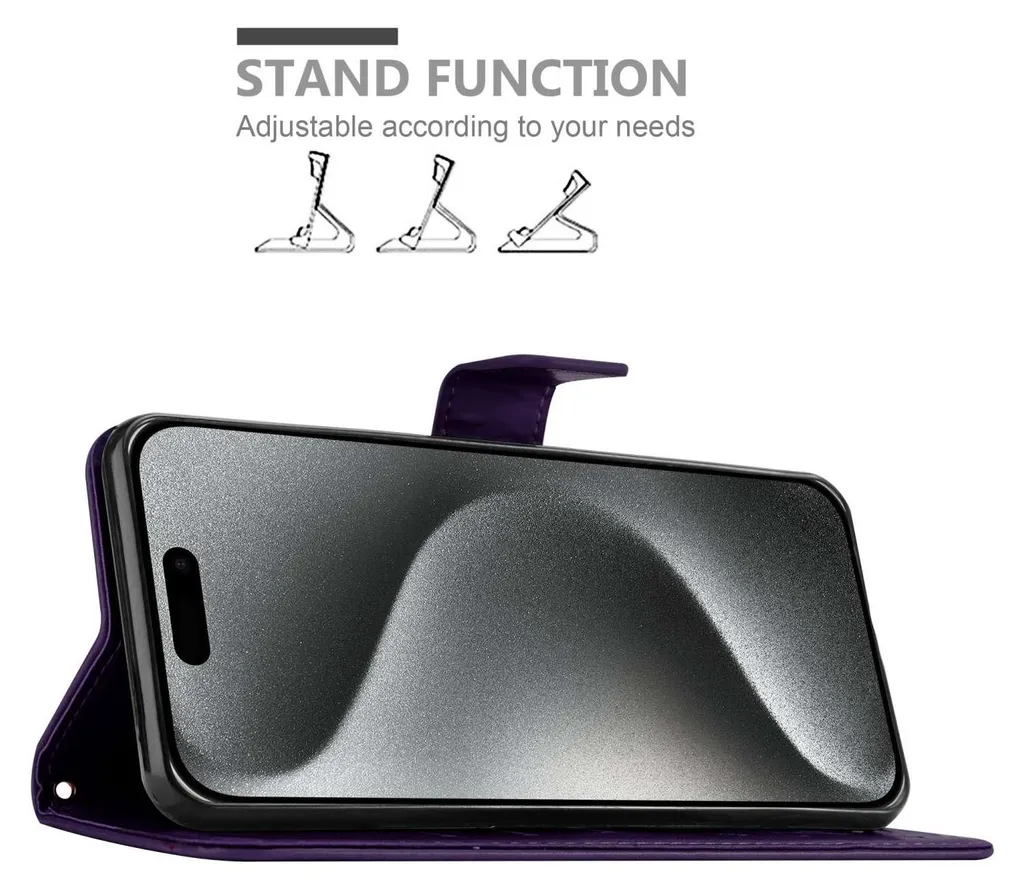 Cadorabo Custodia per Xiaomi RedMi NOTE 9 PRO / NOTE 9S in BLU FLOREALE Cover protettiva con design floreale con chiusura magnetica, funzione stand e slot per carte di credito Flip Case Flower Cover Etui Handy Klapp Hülle Book Tasche - 3