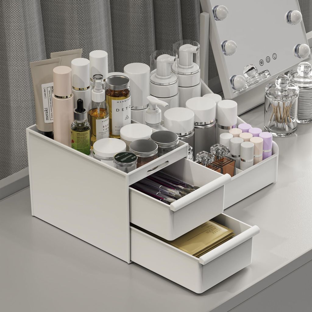 Make-up-Organizer mit Schubladen, Aufbewahrungsbox für Schminktische, Organizer für Schminktische in Schlafzimmern und Badezimmern, großer Make-...