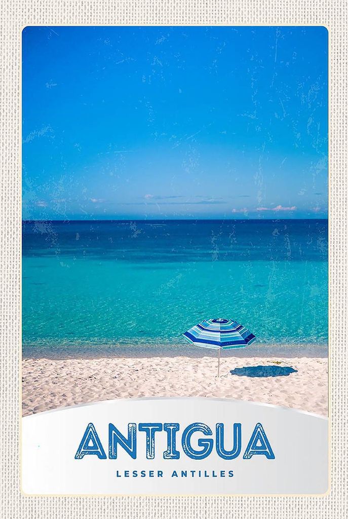 vianmo Holzschild 18x12 cm Antigua Karibik Insel Meer Strand Bildmotiv Reisemotiv Abenteuer Reisen