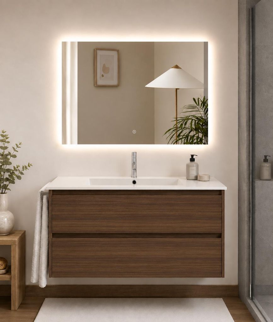 ORIGEN BATH IBIZA Badmöbel mit Waschbecken 100x40 cm, Tea-Esche