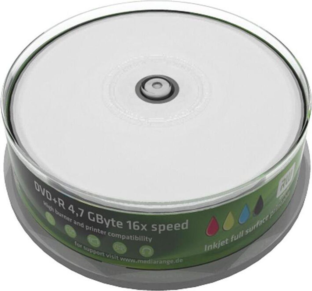 MediaRange DVD+R 4.7GB 25pcs Spindel 16x Inkjet Full Printa