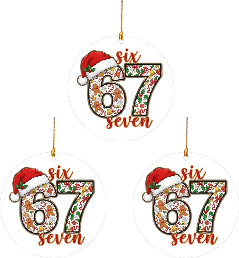 Weihnachtsmann sagt „Six Seven“ – Acryl-Weihnachtsbaumschmuck mit einzigartigem Spruch – Festliche Hängedekoration