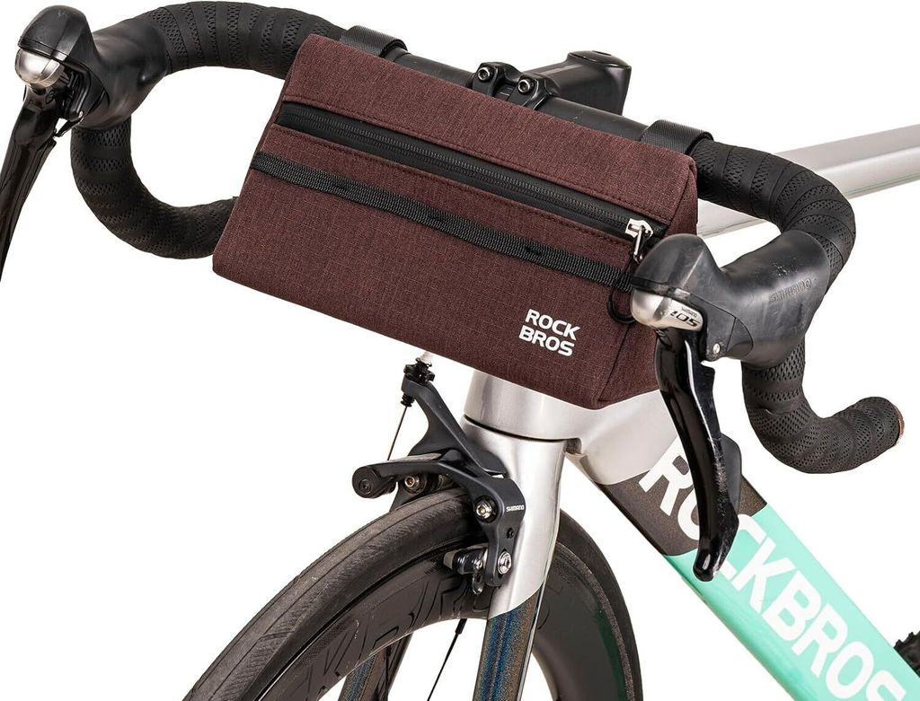 ROCKBROS Fahrradlenkertasche Dreieckstasche 1,3L Fronttasche für Rennrad, MTB, Braun